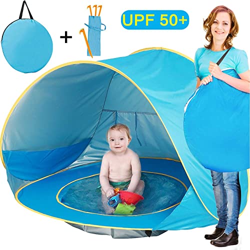 Baby Beach Tent, Pop Up Portable Sun Shelter with Pool, 50+ UPF UV
