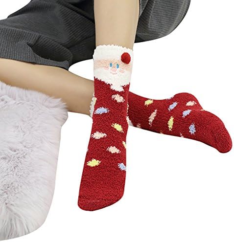 OVOV 1 Pair Women's Winter Warm Sleep Socks Coral Fleece Fuzzy Animal Patterns Cute Floor Socks
