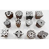 Wholesale Pack of 12 Wooden Block Printing Stamps for Textile Designing/ Henna Tattoo/ Crafts Printing pattern for Saree/ Home decor