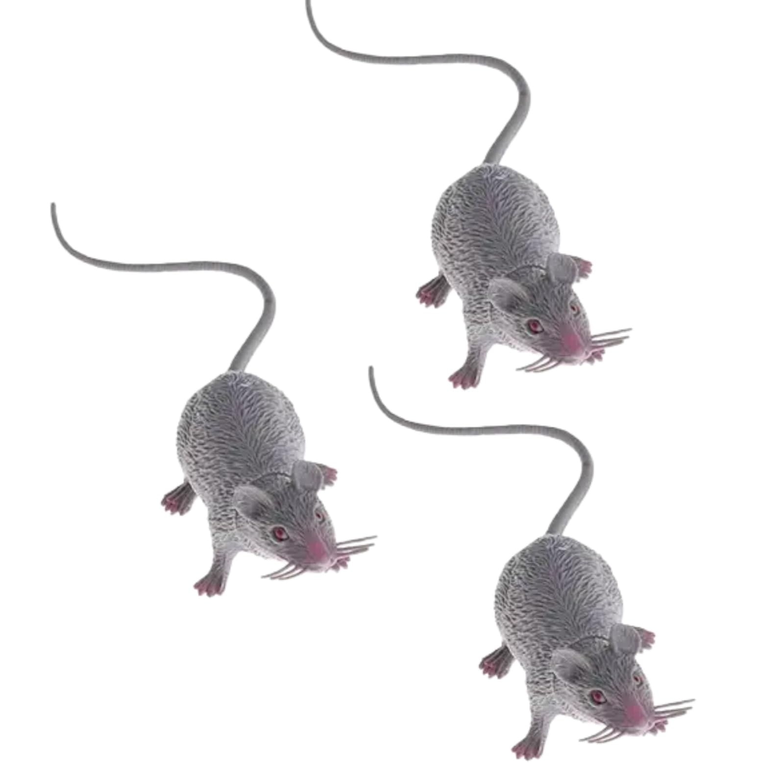 3Pcs Lifelike Fake Mouse Realistic Mice, Spooky Rat, Halloween Prank, Rubber Rat with Long Tail, Creepy April Fool's Day Decorations