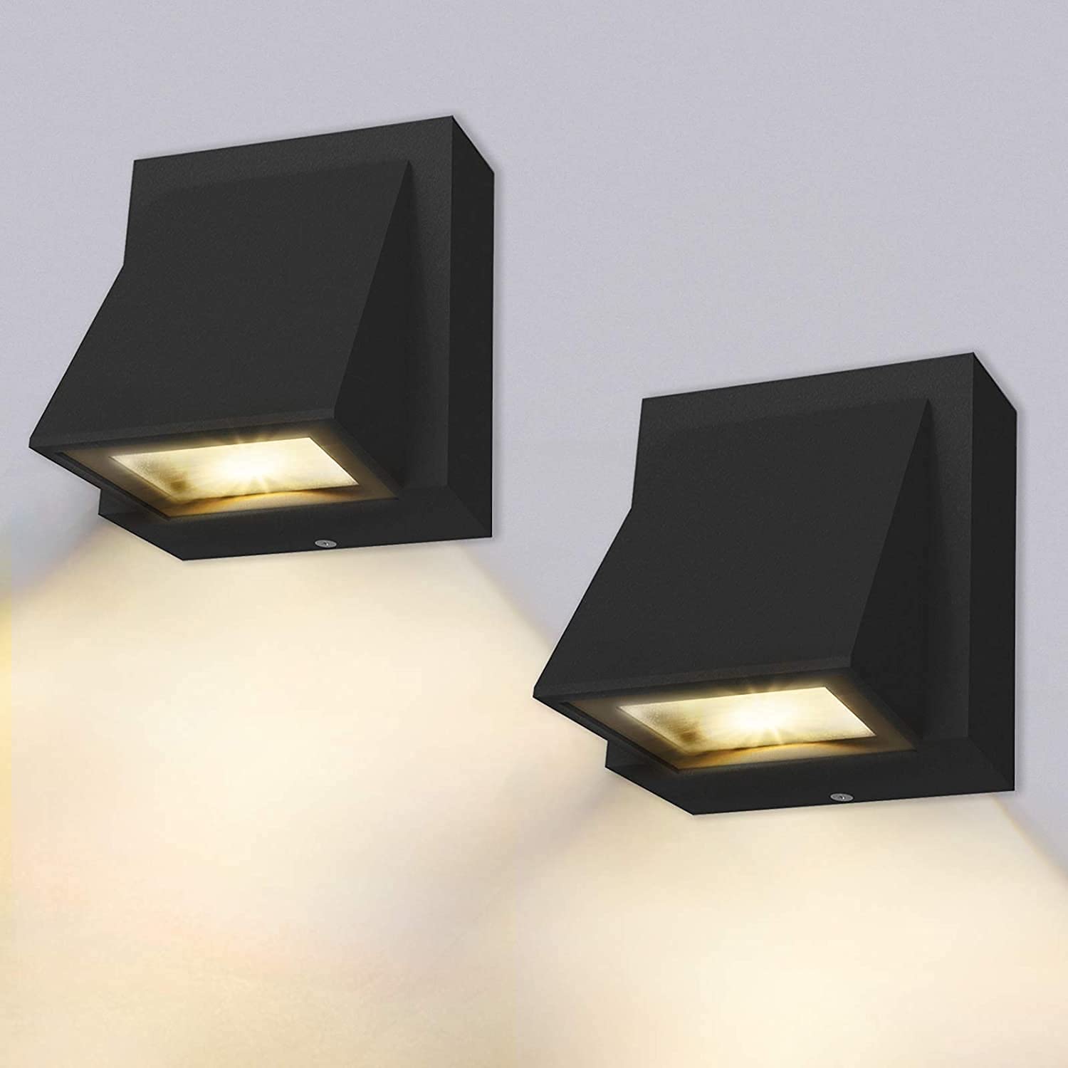 Benma Wall Light, 2 Pieces - 8W LED Indoor/Outdoor Wall Lamp, Warm White 3000K, Waterproof IP65, Size 10 x 10 x 12.5cm, for Bedroom, Living Room, Bathroom, Black [Energy Class A+]