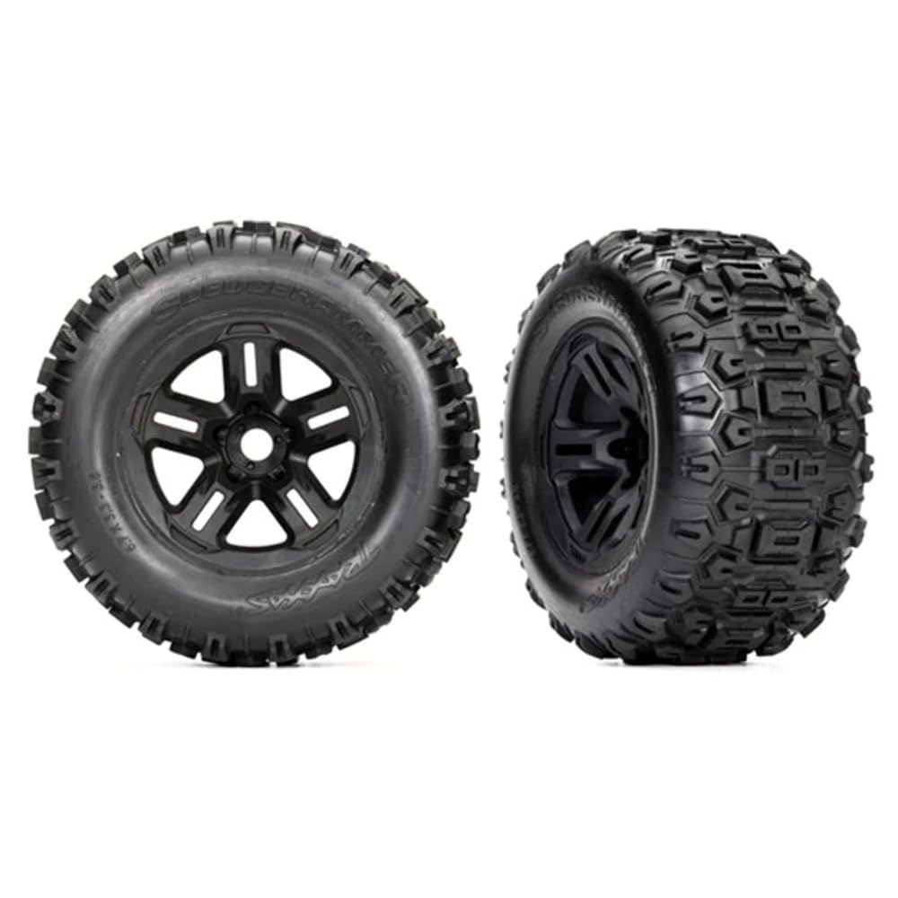 Photo 1 of Traxxas 9672 - Sledge 3.8" Sledgehammer Pre-Glued Front/Rear Tires, Black (2)