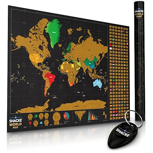 Scratch Off Map (2 pack) w/ World Country Flag Scratch w/ 2 x Keychain Scratcher (White/Black) Office Products, Office & School Supplies, Education & Crafts, Social Studies Materials, Maps