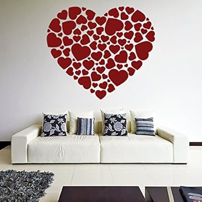 60 X 53 Cm De La Pared Del Vinilo Adhesivo De Corazones En Forma