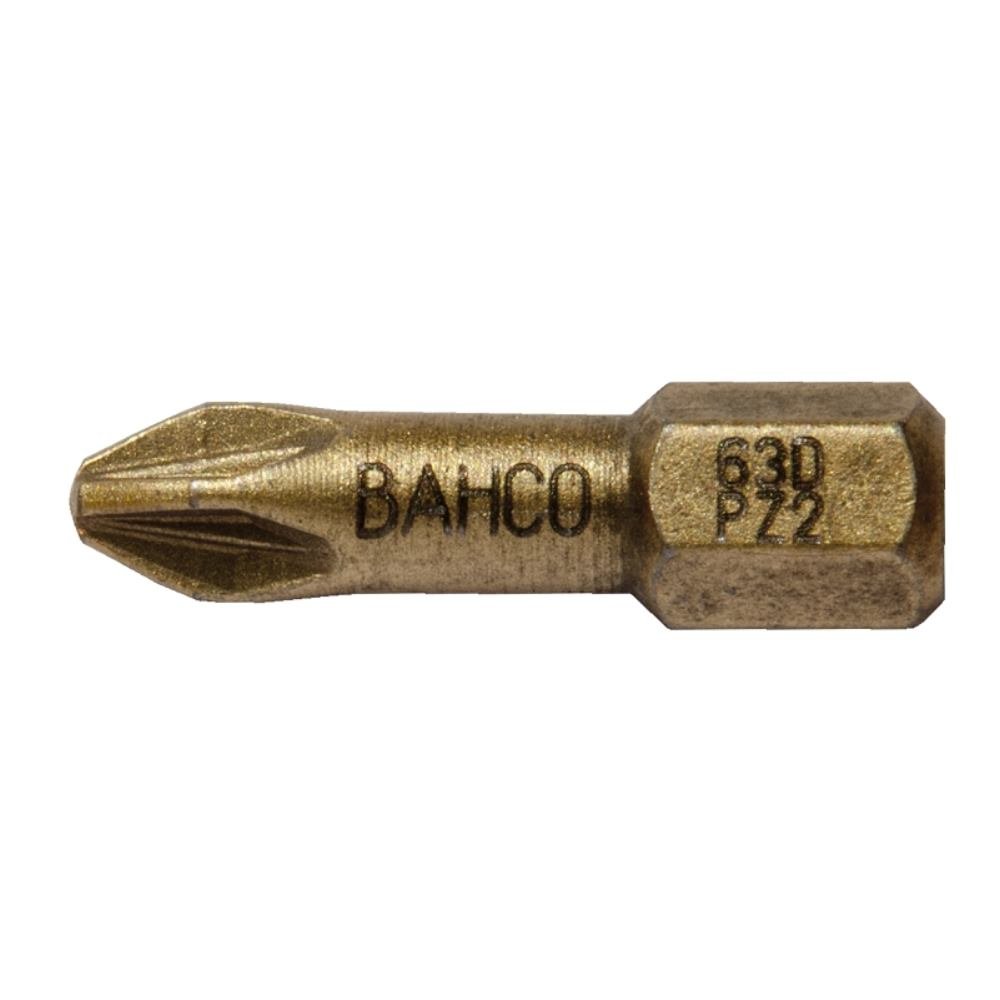 Bahco 63D/PZ1 Pz1 Diamond Bit for Pozidriv Head Screws, Gold, 25 mm, 5-Piece