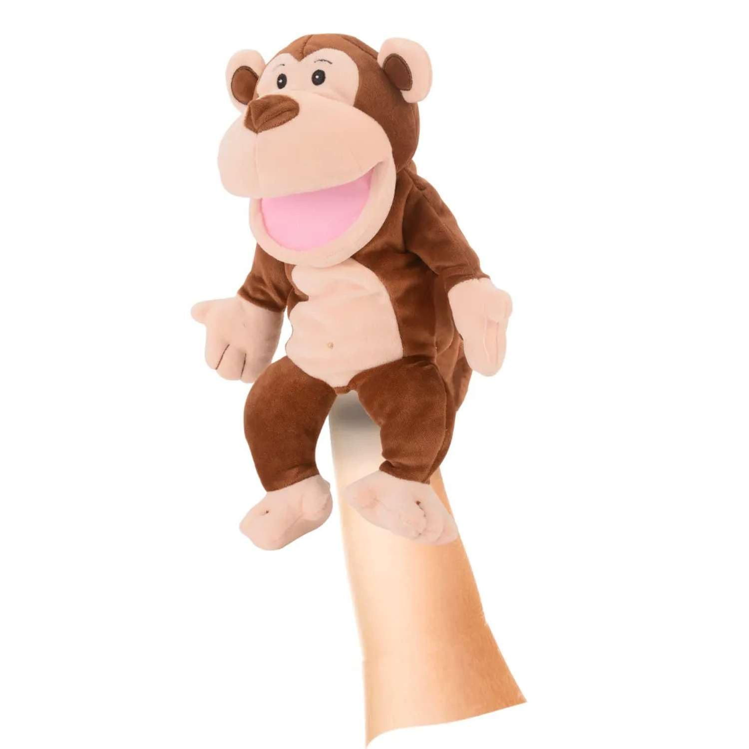 Fiesta Crafts Monkey Hand Puppet for Kids - Soft & Interactive Monkey Toy with Moving Mouth & Arms for Role Play, Creativity & Sensory Skills Toys for 3 Year Old Boys & Girls & Above