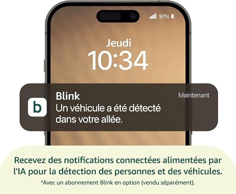 Caméra extérieure avec projecteur Blink (nouvelle génération) | Caméra de surveillance connectée sans fil, LED de 700 lumens | Module de synchronisation de base inclus