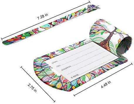 2 Pack Luggage Tags, Fintie PU Leather Name ID Labels with Privacy Cover for Travel Bag Suitcase (Love Tree) 5 2 Pack Luggage Tags, Fintie PU Leather Name ID Labels with Privacy Cover for Travel Bag Suitcase (Love Tree)