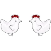 PHNIBIRD 925 Sterling Silver Small Cute Animal Stud Earrings - Hypoallergenic for Daughter, Girlfriend or Girls