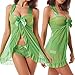 Plus Size Lingerie Babydoll Set for Women(XL,Apple Green)