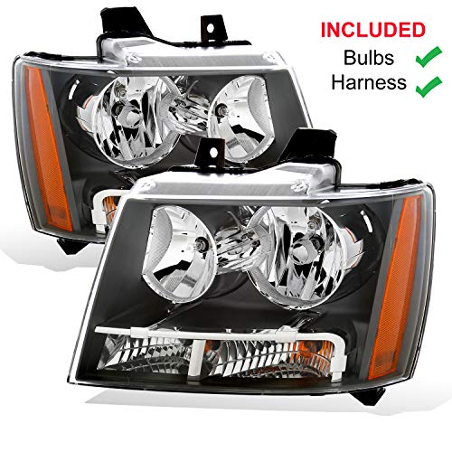 AmeriLite Black Replacement Headlights for Chevy Tahoe/Suburban/Avalanche (Pair) Driver and Passenger Side