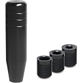 KITUREK 5" Heavy Weighted Shifter Knob, Aluminum Alloy, Black | Universal Car Gear Lever Metal Stick Shift Handle, Shifter Knobs Retainer for Manual Automatic Vehicles with 3 Adapters