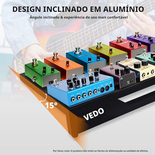 VEDO Pedalboard para guitarra, liga de alumínio, 0,9 kg, ultraleve, 45,7 cm x 31,8 cm, com estojo de transporte, tamanho padrão de 45,7 cm (inclinado), inclui velcro e abraçadeiras.