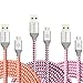 USB Cables, Eversame 3 Pack 6Ft 1.8M Premium Nylon Braided High Speed Data Sync Charger Cord with Aluminum Shell For Android, Samsung Galaxy S6 Edge Plus/Note 5, HTC and More (Hot Pink Orange Pink)