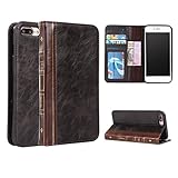iPhone 8 Plus Book Wallet Case, Miniko(TM) [Book Style] Credit Card Premium PU Leather Wallet Case Cover Vintage for Apple iPhone 8 Plus Brown Classic [ID Card/Case Slot]