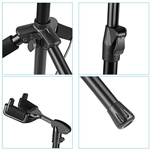 Neewer Tripod Guitar Stand Durable Metal Construction with Adjustable Height 24.4-43.3 inches/62-110 centimeters, Loads up to 33 pounds/15 kilograms for Electric, Acoustic, and Bass Guitars (Black)
