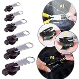 Bihood Universal Zipper Repair Kit Instant Fix Repair Replacement Fix a Zipper Pull Binder Zip Slider Teeth Rescued Plastic Bags Squirrel Nut Zippers Thirty One Zipper Pouch Zippered 6 PCS Black