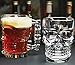 Classic Glass Beer Draft Mug glasses, ★ HALLOWEEN SKULL ★ , Set of 4, Glassware Solid Handled Clear Drinking Mugs,