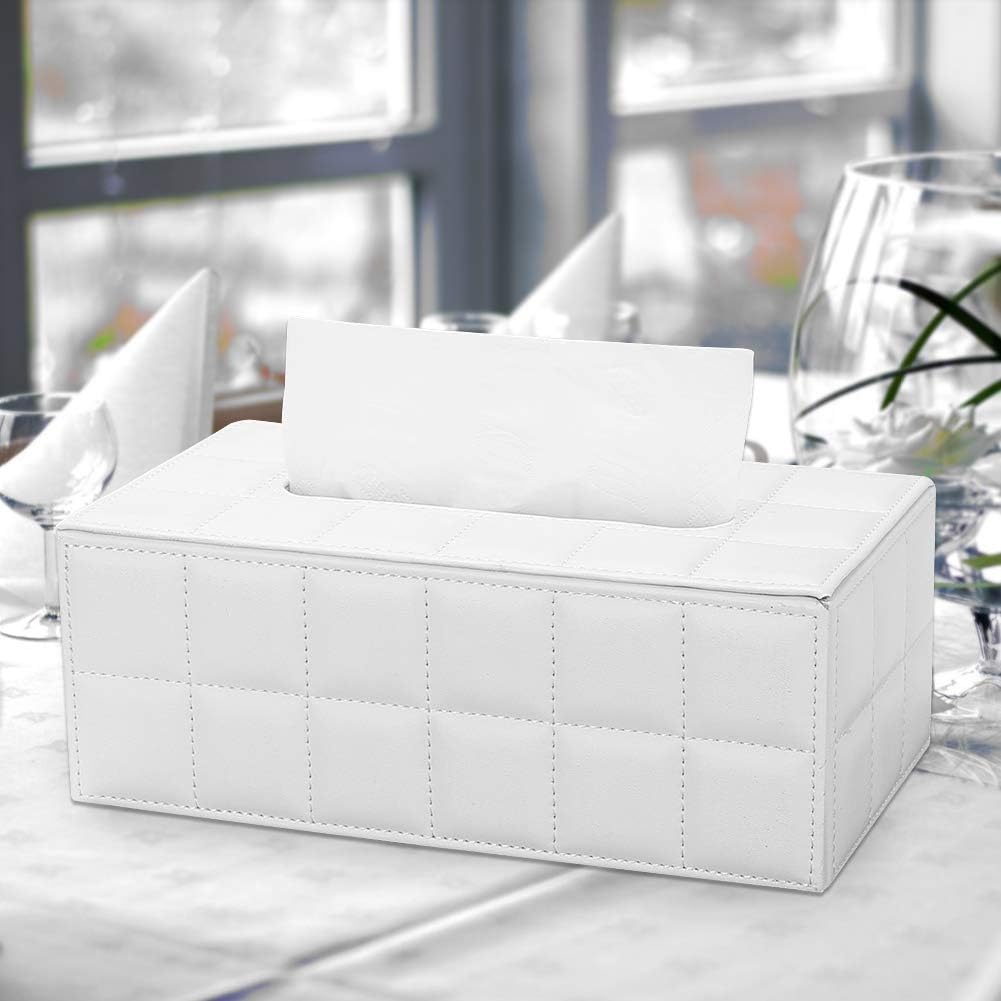 KINGFOM Imitation Suede Leather Rectangle Tissue Box Dispenser Case Napkin Holder Home Office Decoration Car Accessory Colors (white): Home & Kitchen