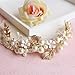 Wedding Bridal Flower Crystal Pearl Gold Hair Accessories Headband Crown Tiara Jewelry