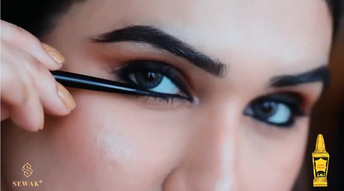 SEWAK SPECIAL SURMI Eyeliner Powder Black 100% Handmade Natural Matte Eye Liner Bold Definition and Easy to Apply with Long Lasting 12 gram Bottle