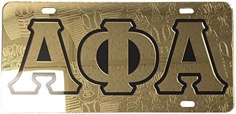 #6105 - Alpha Phi Alpha License Plate Car Tag - Symbol Back, Gold