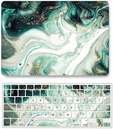 One Micron Case + Keyboard Cover Compatible with MacBook Air 11 inch, Plastic Pattern Hard Case Shell Compatible MacBook Air 11.6 Inch (Model: A1465 and A1370)-Green Marble