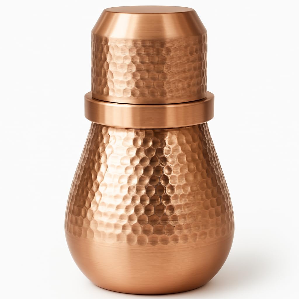 Photo 1 of 2activelife Hammered Copper Bedside Water Carafe – 34 oz Polished Pitcher with Lid | Pure Copper Bottle for Drinking Water | Ayurveda Healing Benefits | Heavy Duty Vessel (H 7.5" x W 4.25")