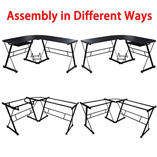 totoshopdesk L-Shape Corner Computer Gaming Desk Workstation Wood Steel Laptop W/CPU Stand - Thumbnail 3