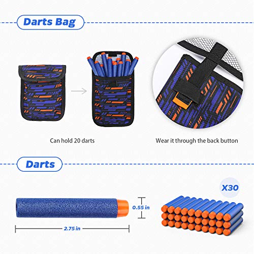 Kids Tactical Vest Kit for Nerf Guns Series with Refill Darts,Dart Pouch,Reload Clips, Tactical Mask,Wrist Band and Protective Glasses for Boys