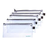 BCP 5PCS Clear Color Plastic Invoice Check Bill Bag, Pencil Pouch Pen Bag, 9-1/4 x 4-1/4inches
