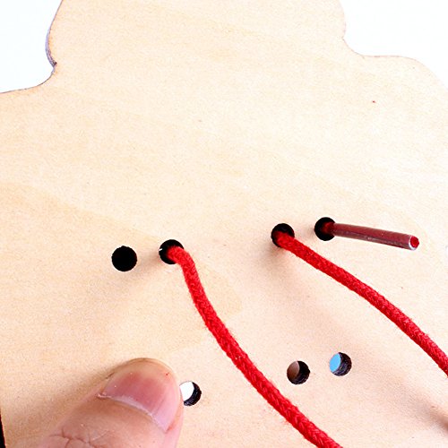 BabyPrice Kids Fine Motor Skills Toy --- Wooden Sewing on Buttons, Lacing Beads Board Toys, Sewing Play Kit Educational Toy for Toddlers and Preschoolers - Thumbnail 4