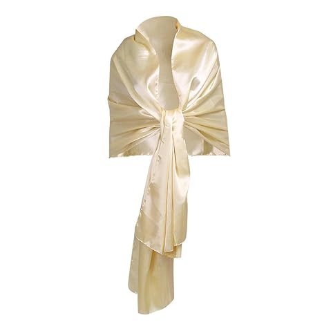 Tiaobug Damen Schal Stola Halstuch für Abendkleider Hochzeit Partys Brautjungfern Ball Proms in Satin Glanz Champagner Schwar