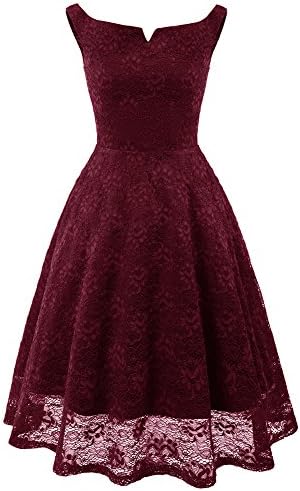 BestJuly Womens Lace Dress Sleeveless Boat Neckline Swing Vintage Overlay Formal Dress for Women