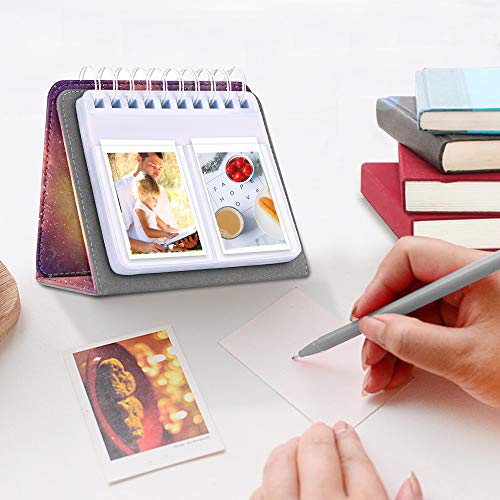 Fintie Calendar Photo Album for Fujifilm Instax - 64 Pockets Vegan Leather Photo Album for Fujifilm Mini 9 Mini 8+ Mini 90, HP Sprocket, Kodak Mini, Polaroid Camera 3-Inch Film (Galaxy)