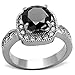 Marimor Jewelry 3 Carat Round Cut Black Cubic Zirconia Stainless Steel Halo Engagement Ring Size 7