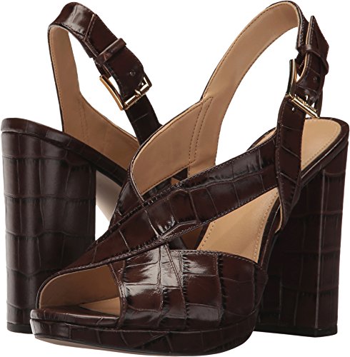 MICHAEL Michael Kors Women's Becky Platform Nutmeg Embossed Croco 5.5 M US