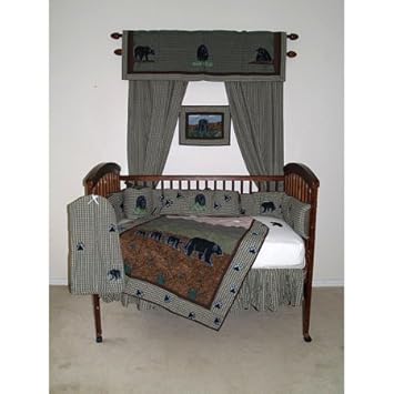 Amazon Com Patch Magic Cabin Bear 6 Piece Crib Set Crib