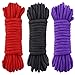 Soft Shibari Bondage Rope, Skin Friendly Thick Soft Cotton BDSM Rope | Black Red 3 x PC 96 Feet