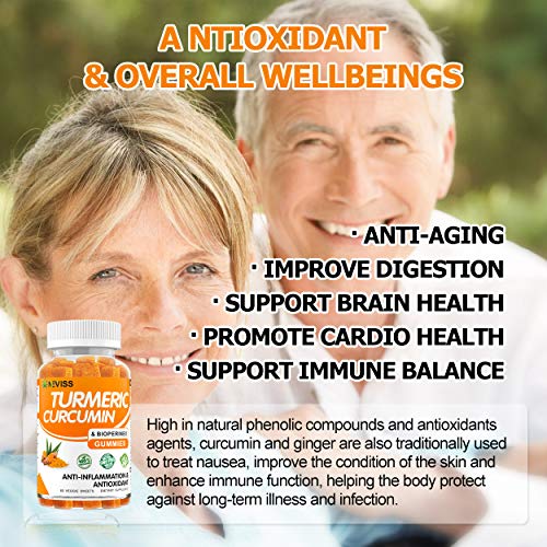 (2 Pack) Turmeric Curcumin Gummies with Bioperine Organic Anti