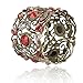 SUMAJU VTG Hollow Cuff Bracelets, Rainbow Red Flower Resin Rhinestone Retro Cuff Bangle Jewelry For Women