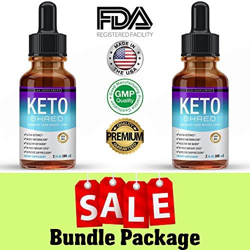 Keto Shred Drops Liquid Advanced Carb Weight Loss - Raspberry Ketone Fat Burner Blended with African Mango & Garcinia, Suppress Appetite & Cravings, for Men Women, 2 Fl Oz (60 ml), Lux Supplement