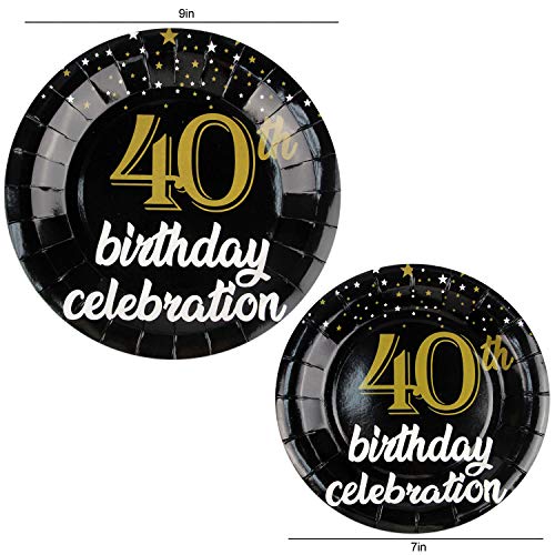 82 Piece 40th Birthday Party Supplies Set Including Plates, Cups, Napkins, Banner and Tablecloth, Serves 20 - Thumbnail 2