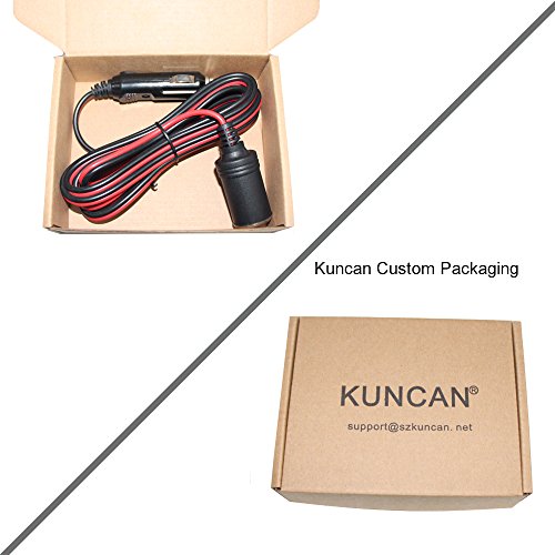 KUNCAN 13FT 12-24v Car Charge Cigarette Lighter Extension Cable Male to Female Socket, 14AWG Heavy Duty Cigarette Lighter Cord with LED Light, 15A Fuse