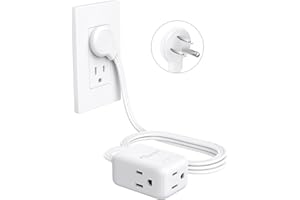 Flat Extension Cord 6ft, ETL Listed, NUTICT Indoor 3 Prong Cord Extension, 900J Surge Protector, 13A/1625W, Low Profile Right