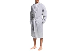 HOLOVE Men’s Cotton Robe Plus Size Bathrobe Lightweight Spa Soft Sleepwear