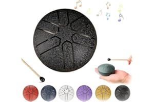 DHAFDLWL Rain Drum for Outside, Steel Tongue Drum Rain Chime, Rain Drum Instrument for Outside, Steel Tongue Drum Rain Chime Waterproof, Steel Tongue Drum 3 Inches 6 Notes, (black, 3 inches)