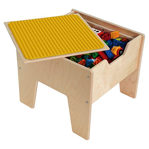Contender C991300-PY 2-N-1 Activity Table with Duplo Compatible Top, RTA, Wood, Yellow/Natural - Thumbnail 5
