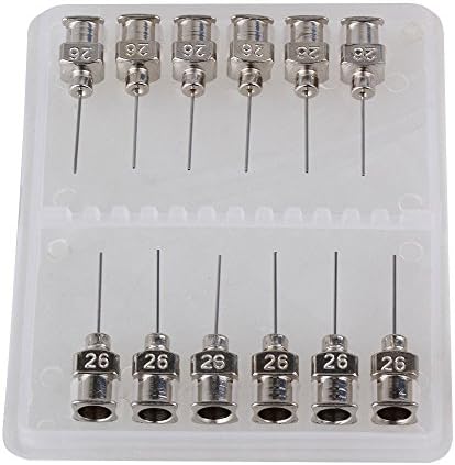 CNBTR 13mm/1/2" Silver Stainless Steel Industrial Syringes Dispensing Needle with 26Ga Blunt Tip Pack of 12