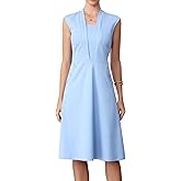 Allegra K 2026 Summer Elegant Dresses for Women Knee Length Cap Sleeve Dressy Casual Office Work Dress with Pockets